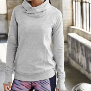 Athleta French Terry Gray Track Pullover Sweater